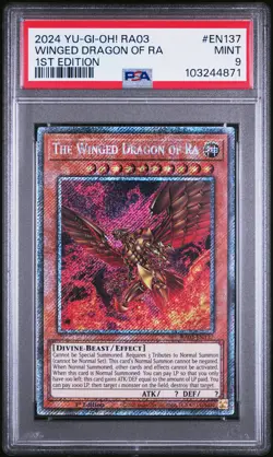 2024 YU-GI-OH! RA03-QUARTER CENTURY BONANZA 1ST ED THE WINGED DRAGON OF RA PSA 9 - Image 1