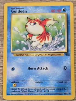 Pokemon TCG Goldeen 53/64 + Seaking 46/64 LP Vintage Cards 1999 - Image 2