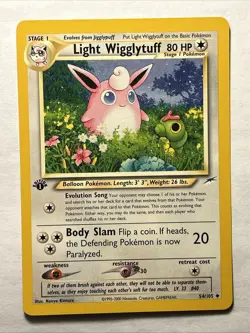 Light Wigglytuff 54/105 Neo Destiny 1st Edition Pokemon TCG Vintage Card WOTC NM - Image 1