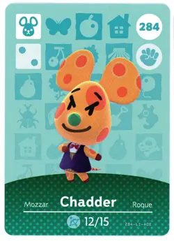 Chadder #284 - Amiibo Card - Animal Crossing Series 1 - Authentic Nintendo - Image 1
