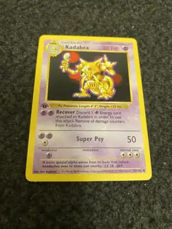 1999 Pokemon 1st Edition Base Set (SHADOWLESS) MINT UNPLAYED- Kadabra - 32/102 - Image 1