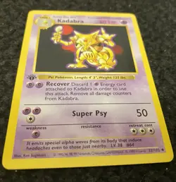 1999 Pokemon 1st Edition Base Set (SHADOWLESS) MINT UNPLAYED- Kadabra - 32/102 - Image 4