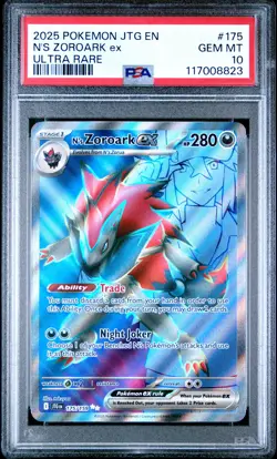 2025 POKEMON JTG EN-JOURNEY TOGETHER ULTRA RARE #175 N'S ZOROARK EX PSA 10 - Image 1