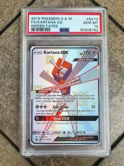 Shiny Kartana GX 2019 Pokemon Sun & Moon Hidden Fates Full Art FA #SV73 PSA 10 - Image 1
