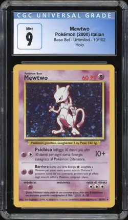 2000 Pokemon ITALIAN Unlimited Base Set Mewtwo Holo 10/102 CGC 9 MINT - Image 1