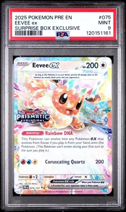 2025 POKEMON PRE EN-PRISMATIC EVOLUTIONS SURPRISE BOX EXCLUSIVE EEVEE EX PSA 9 - Image 1