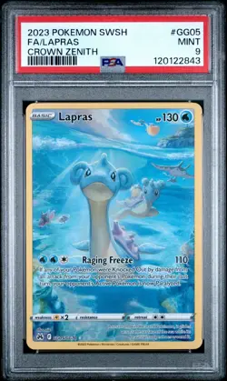 2023 POKEMON SWORD & SHIELD CROWN ZENITH #GG05 FULL ART/LAPRAS PSA 9 - Image 1