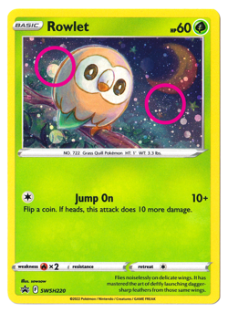 COSMOS HOLO🌀🌀SWIRL Rowlet SWSH220 - Pokemon Sword & Shield BlackStar Promo (B) - Image 1