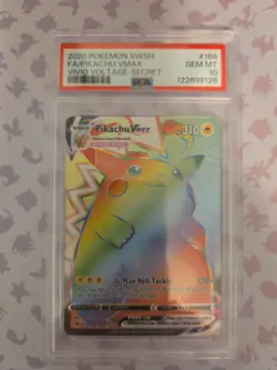 PSA 10 2020 Pokemon SWSH FA/Pikachu VMax Vivid Voltage-Secret #188 - Image 1