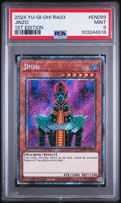 2024 YU-GI-OH! RA03-QUARTER CENTURY BONANZA 1ST ED #EN099 JINZO PSA 9 - Image 1