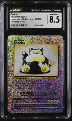 CGC 8.5 Snorlax 2002 Legendary (Collection) 64/110 Reverse Holo Pokemon Card - Image 1