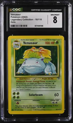 CGC 8 Venusaur 2002 Legendary Collection 18/110 Holo Pokemon Card - Image 1
