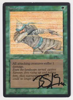 Signed Sandstorm MP Arabian Nights Artist Brian Snoddy 1993 MTG Magic Vintage! - Image 1