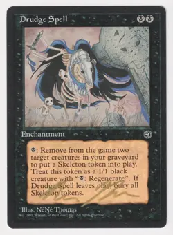 Gold Signed Drudge Spell HP Homelands Artist NeNe Thomas 1995 MTG Magic Vintage! - Image 1