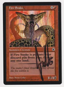 Shadow Signed Fire Snake Proof LP Portal Artist Steve Luke 1997 MTG Magic AP! - Image 1