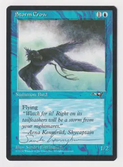 Signed Storm Crow LP Alliances Artist Sandra Everingham 1996 WOTC MTG Magic Bird - Image 1