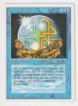 Gold Signed Energy Flux LP Revised Edition Artist Kaja Foglio 1994 MTG Magic EDH - Image 1