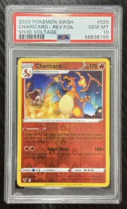 Pokemon PSA 10 GEM MT Charizard 025/185 Vivid Voltage Reverse Holo 2020 - Image 1