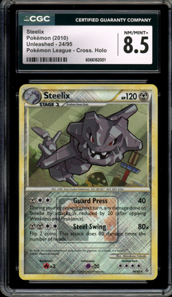 CGC 8.5 NM/Mint+ Steelix Crosshatch Holo League Promo 24/95 Vintage Pokemon - Image 1