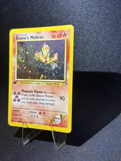 Blaine's Moltres 1/132 1st Edition Holo Pokemon Gym Heroes NM+ /Mint Grading - Image 2