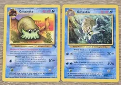 Vintage Pokemon TCG Set Of 2 Cards - Fossil - Omanyte 52/62 + Omastar 40/62 - Image 1