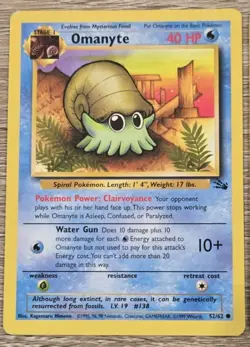Vintage Pokemon TCG Set Of 2 Cards - Fossil - Omanyte 52/62 + Omastar 40/62 - Image 2