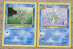 Horsea 49/62 + Seadra 42/62 Pokemon TCG Fossil Set Cards 1999 - Image 1