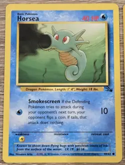 Horsea 49/62 + Seadra 42/62 Pokemon TCG Fossil Set Cards 1999 - Image 2