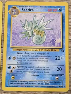 Horsea 49/62 + Seadra 42/62 Pokemon TCG Fossil Set Cards 1999 - Image 3