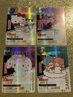 4 SANRIO SUPER RARE Trading Cards Mint New Hello Kitty My Melody Pompompurin - Image 1