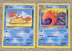 Pokemon TCG Fossil Kingler # 38/62 Krabby 51/62 Card Set Vintage - Image 1