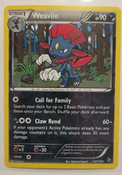 Pokemon Single Card XY Flashfire Weavile Reverse Holo 52/106 NM/M Condition - Image 1