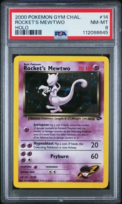 2000 POKEMON GYM CHALLENGE HOLO #14 ROCKET'S MEWTWO PSA 8 - Image 1