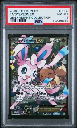 2016 POKEMON XY GENERATIONS RADIANT COLL #RC32 FULL ART/SYLVEON EX PSA 8 - Image 1