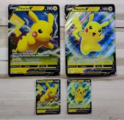 Pikachu V CHRISTMAS JUMBO & std size Promos SWSH198 & SWSH061 Holo 🔥 Pokemon 🔥 - Image 1