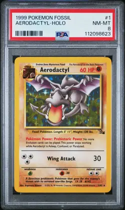 1999 POKEMON FOSSIL #1 AERODACTYL-HOLO PSA 8 - Image 1