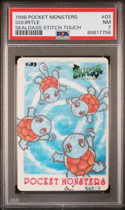 1998 POCKET MONSTERS SEALDASS STITCH TOUCH #03 SQUIRTLE PSA 7 - Image 1