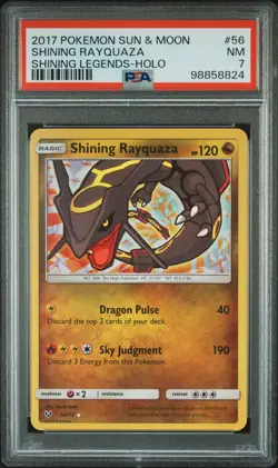 2017 POKEMON SUN & MOON SHINING LEGENDS #56 SHINING RAYQUAZA-HOLO PSA 7 - Image 1