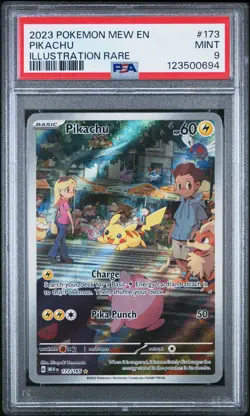 2023 POKEMON MEW EN-151 ILLUSTRATION RARE #173 PIKACHU PSA 9 - Image 1