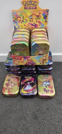 Pokemon 151 TCG Display EMPTY Mini Tins Alson10 Mega Evolutions Tins No Packs - Image 1