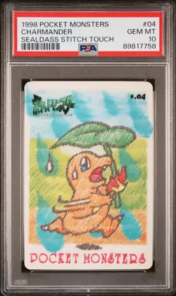 1998 POCKET MONSTERS SEALDASS STITCH TOUCH #04 CHARMANDER PSA 10 - Image 1