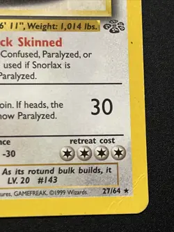 Snorlax 27/64 1st Edition Non-Holo Jungle Pokemon TCG Vintage SET BREAK - Image 4