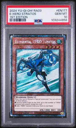 2024 YU-GI-OH! RA03-QUARTER CENTURY BONANZA 1ST ED ELEMENTAL HERO STRATOS PSA 10 - Image 1