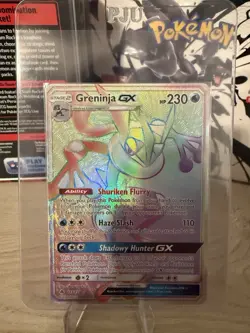 Greninja GX Pokemon Card Holo Rare Shuriken Flurry Shadow Hunter GX 133/131 - Image 1