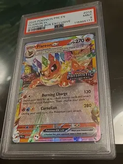 Pokemon TCG Prismatic Evolutions Flareon EX Promo Card Stamped 014/131 PSA 9 - Image 1