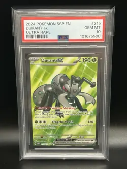 2024 Pokemon Surging Sparks Durant EX #215 Ultra Rare PSA 10 Card GEM MINT - Image 1