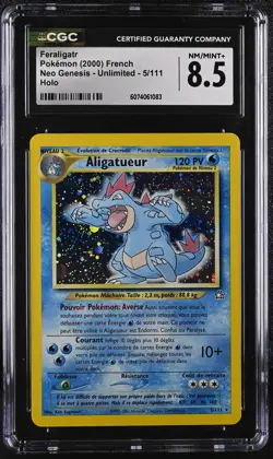 CGC 8.5 French Feraligatr 2000 Neo Genesis 5/111 Holo Pokemon Card - Image 1