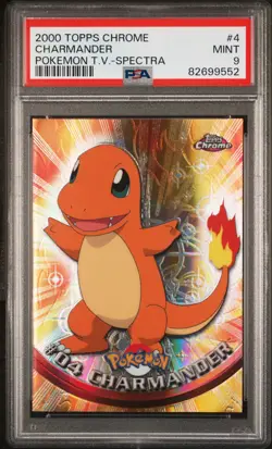 2000 TOPPS CHROME POKEMON T.V. SPECTRA #4 CHARMANDER PSA 9 - Image 1