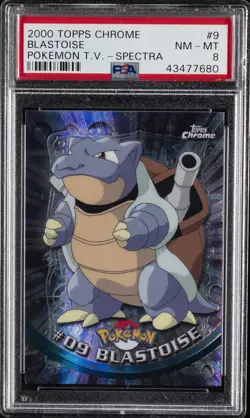 2000 TOPPS CHROME POKEMON T.V. SPECTRA #9 BLASTOISE PSA 8 - Image 1