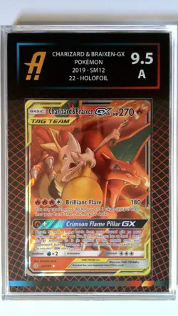 Pokemon Card Charizard _ Braixen GX Cosmic Eclipse Graded Ambr 9.5 Red Lattice - Image 1